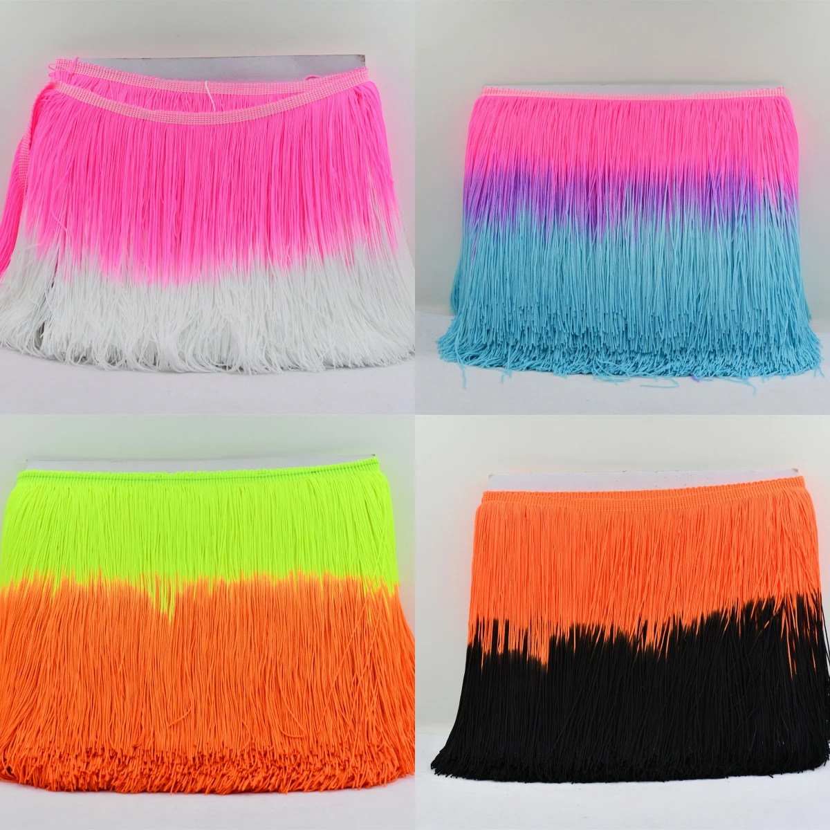 20cm Fringe Tassel Latin Trimming Dip Dye Omble Rayon Macrame Lace Samba DanceWear Trimming Sewing Trims mixed color