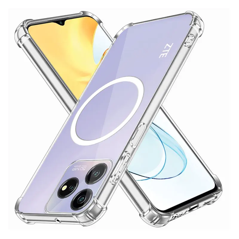 For ZTE Axon 50 Lite Case With Magnetic Wireless Charger Sticker Shockproof Clear Soft Silicone Phone Case For ZTE Axon 50Lite