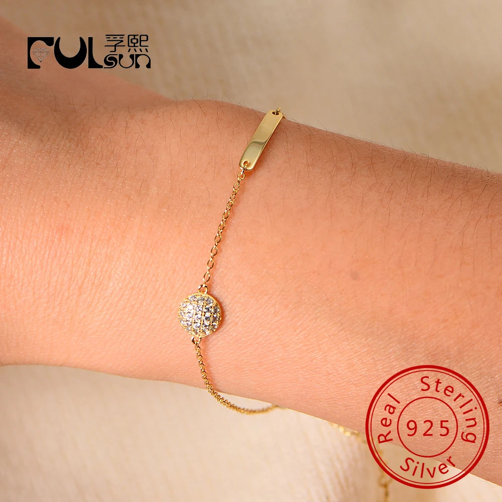 

Ювелирные изделия из 14-каратного золота с гравировкой в форме шара, хрустальный браслет «Вера», мужской и женский браслет для подарка на вечеринку