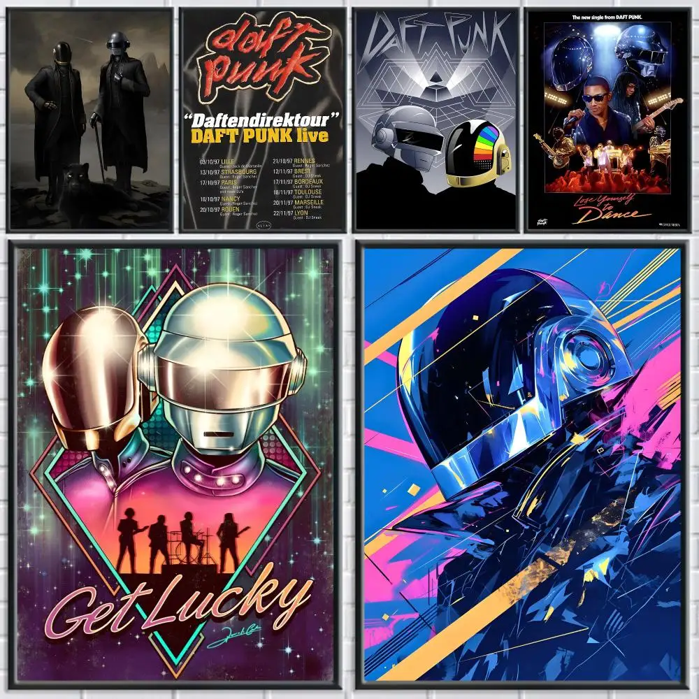 Music D-Daft Punk Band Poster Canvas painting with prints Home bedroom living room decoration gift