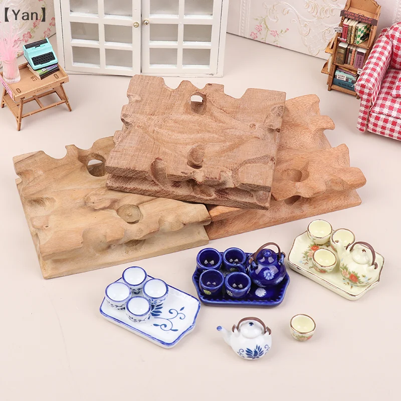 Mini théière en céramique pour maison de poupée, ensemble de Table à thé, décoration de salon, accessoires pour maison de poupée, 1/12