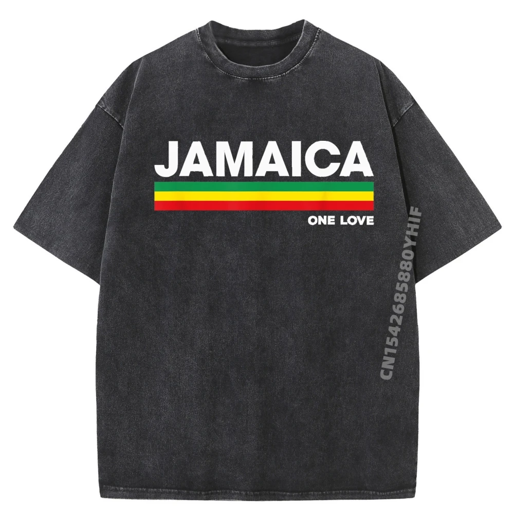 

Jamaica Retro Reggae Color Bars Jamaican Vacation Souvenir Men's T-Shirts Graphic T Shirt Mens Vintage Washed Shirt