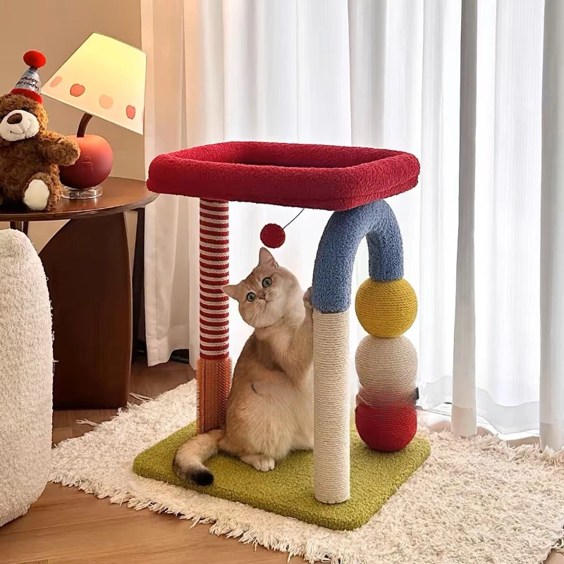 

U-shaped cat climbing frame cat litter tree integrated small shelf sisal scratching column toys