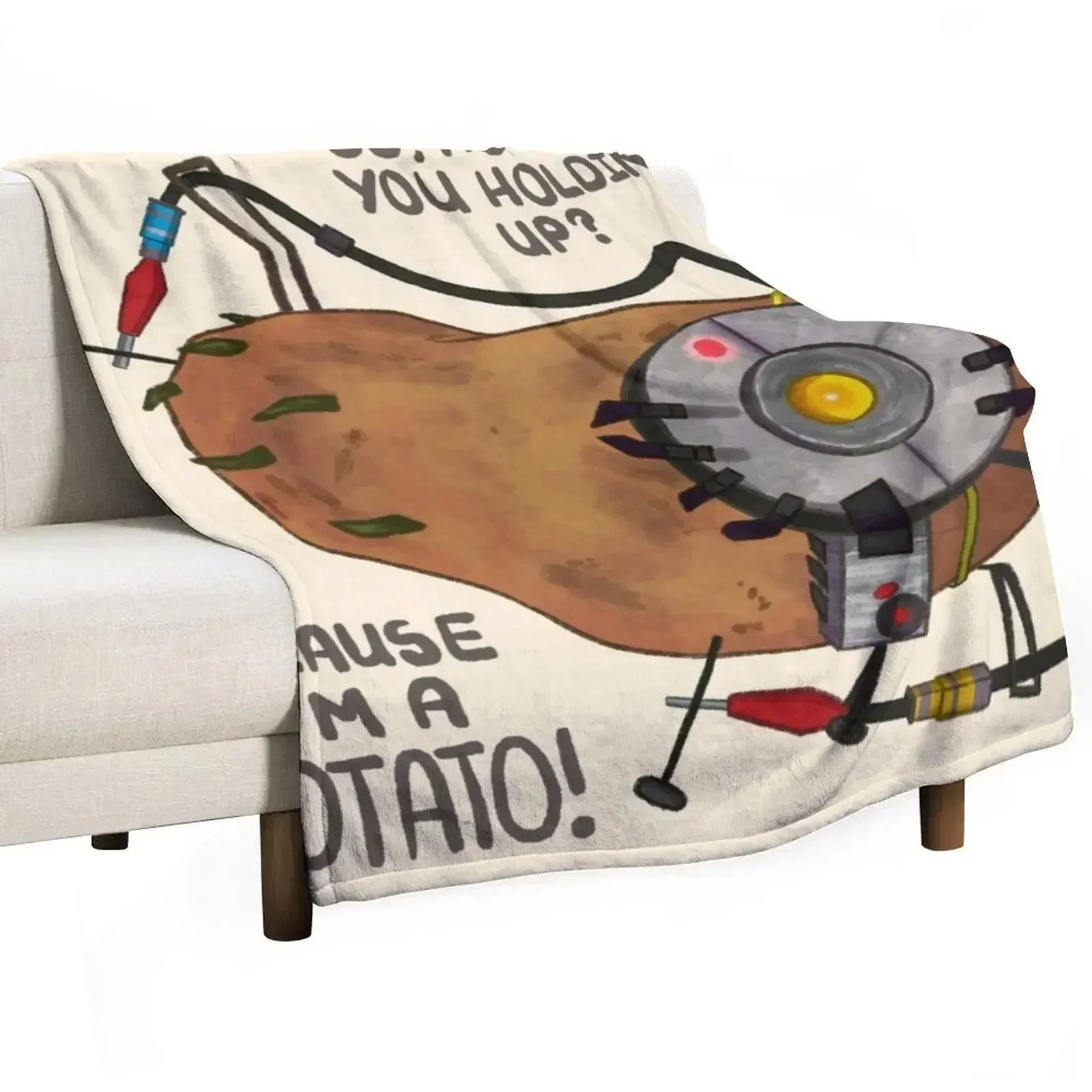 GLaDOS as a Potato (Detailed) Throw Blanket Luxury Thicken Flannel Blankets