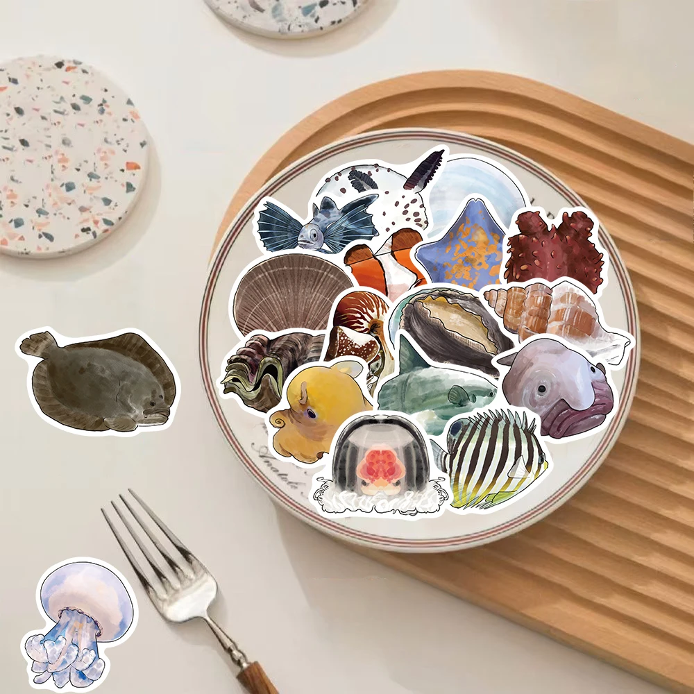 50/100 قطعة حيوانات أعماق البحار الكتابة على الجدران ملصقات المناظر الطبيعية المحمول دراجة سكيت حقيبة الغيتار الهاتف دراجة نارية ملصق #5