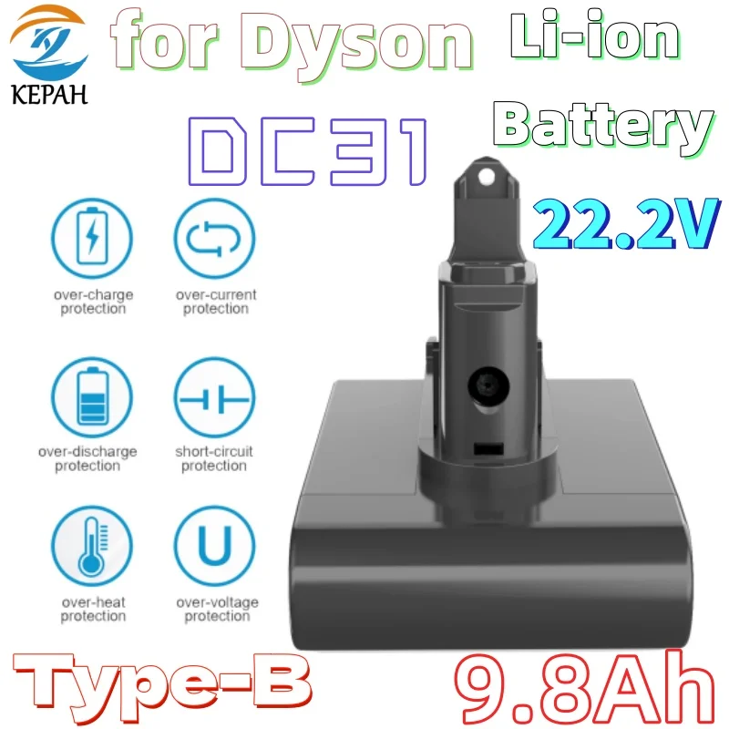 DC31 Type-B Battery 22.2V 4800mAh Li-ion Vacuum Battery for Dyson DC35 DC45 DC31B DC34 DC44 Animal DC56 DC57 (Only Fit Type B)