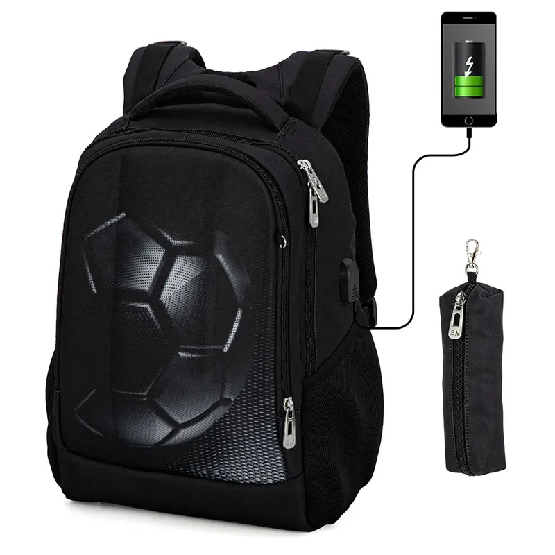 

Kids Football Pattern School Bag for Boys Orthopedic Backpack Child Student Mochila Grade 3-6 USB Charge Multifunctional Packbag