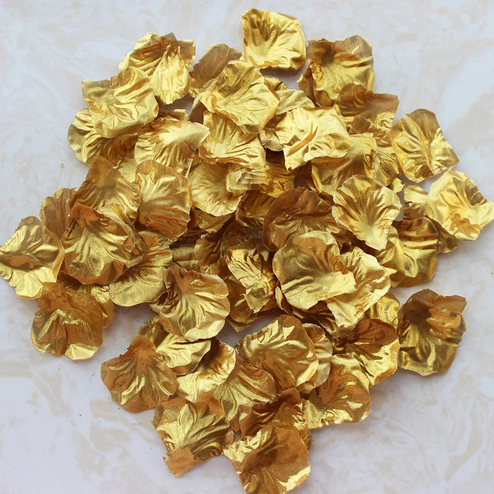 

1000pcs/lot Cheap Slik Artificial Rose Petal Wedding Party Decoration Festival Decor Simulation Flower Petals gold silver Colors