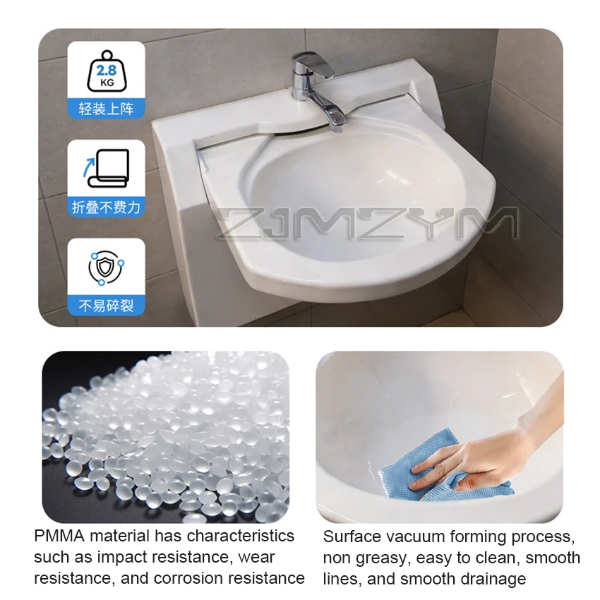 RV Foldable Sink Acrylic Material Wash Basin with Faucet and Drain For Motorhome Boat Caravan Camper Bathroom Accessories