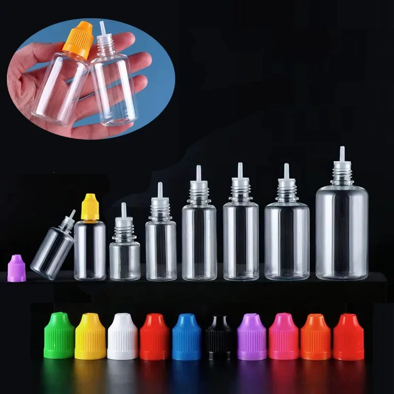 5Pcs Empty 3/5/10/15/20/30/50/100/120ml Refillable PET Plastic E Liquid Dropper BottlesDispensor Eye Vape Applicator Containers