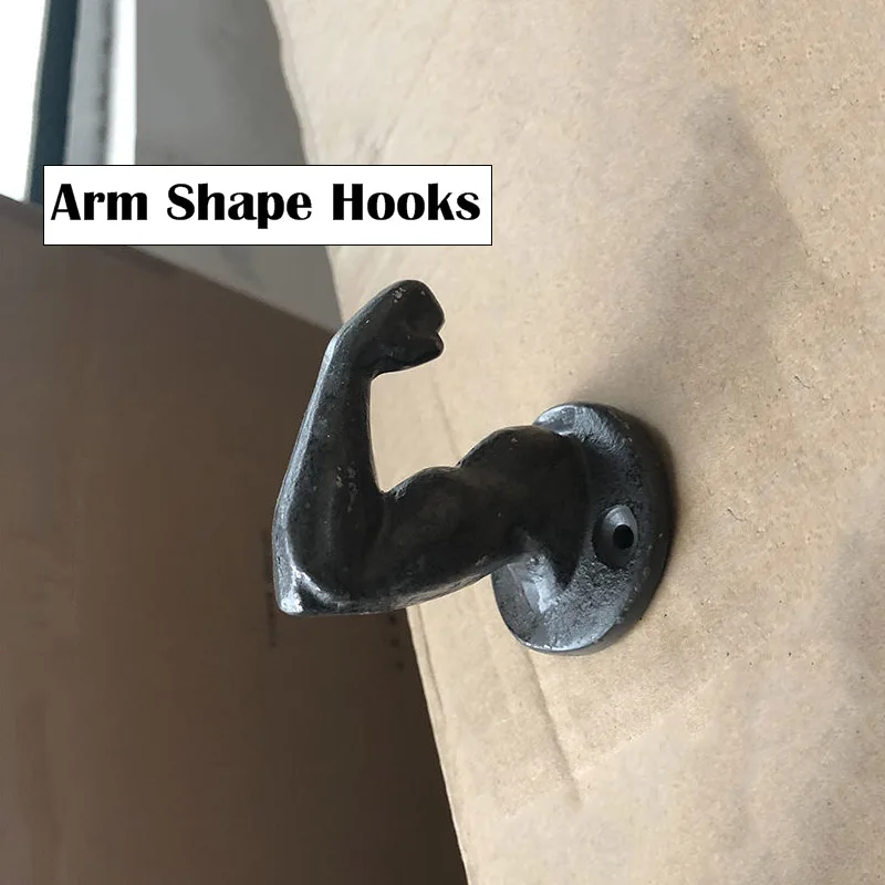 Creative Arm Shape Wall Mount Decorative Hooks Cast Iron Retro Clothes Coat Hats Towel Hanger Shelf For Kitchen Home Decoration