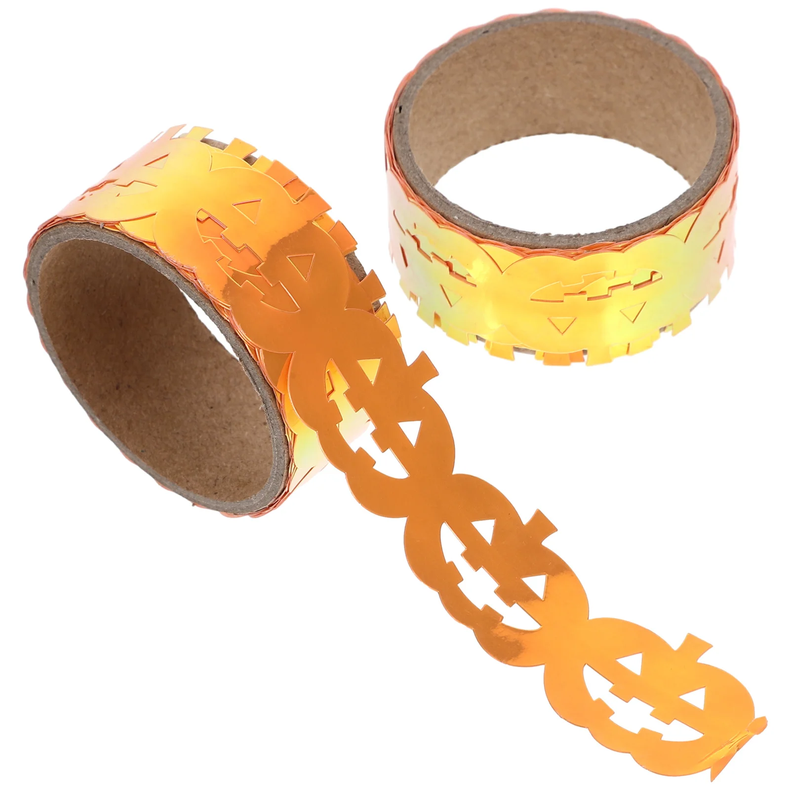 

2 Rolls Halloween Pumpkin Decorative Plastic Tape Crafting Tape for Holiday Gift Wrapping and Decoration Tapes