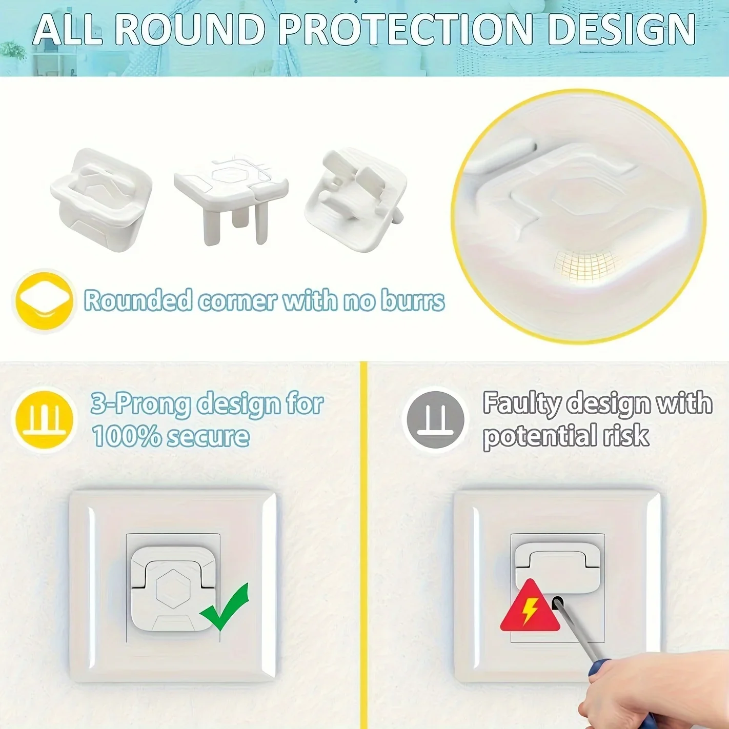

30Pcs Outlet Protectors, Child Safety Electric Plug Covers, Baby Proofing Shock Prevention Power Plates for Home
