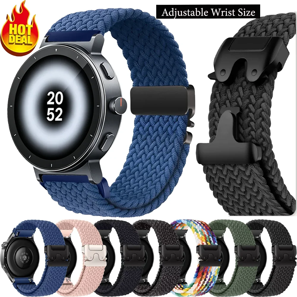 20mm 22mm Nylon Braided Loop Strap For Realme Watch S5-5-S-3-2 Pro Parachute Buckle Bracelet Huawei Watch 5 GT6-5-4-3 46mm Band