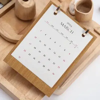 

Простой настольный календарь на 2024 год с деревянной основой, декоративный настольный календарь для домашнего офиса, ежегодный планировщик, написание заметок