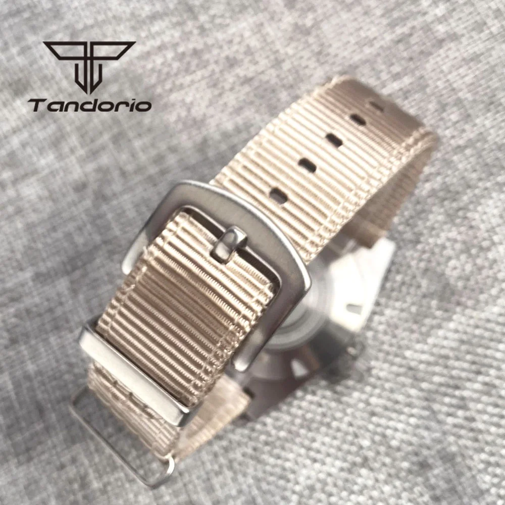 Tandorio 200M 38mm Mechanical Automatic Men Diving Wristwatch Nylon Strap NH35A PT5000 Movement AR Sapphire Glass Luminous Dial