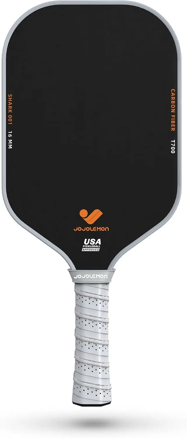 Raw Carbon Fiber Pickleball Paddle with a 16mm Shark Power Polymer Core, The Pickleball Rackets Designed for