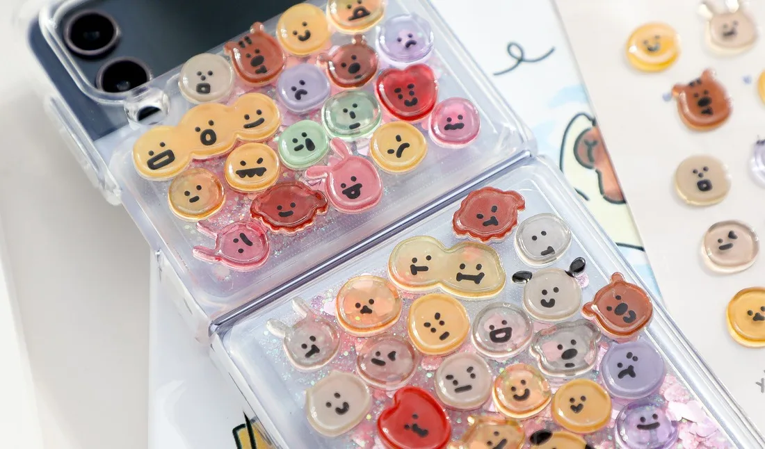 Koreanische 3D Smiley-Kristallaufkleber DIY Bastelbedarf BONITO Edelstein-Sticker für Scrapbooking, Junk Journal & Heimdekoration – Detail 6