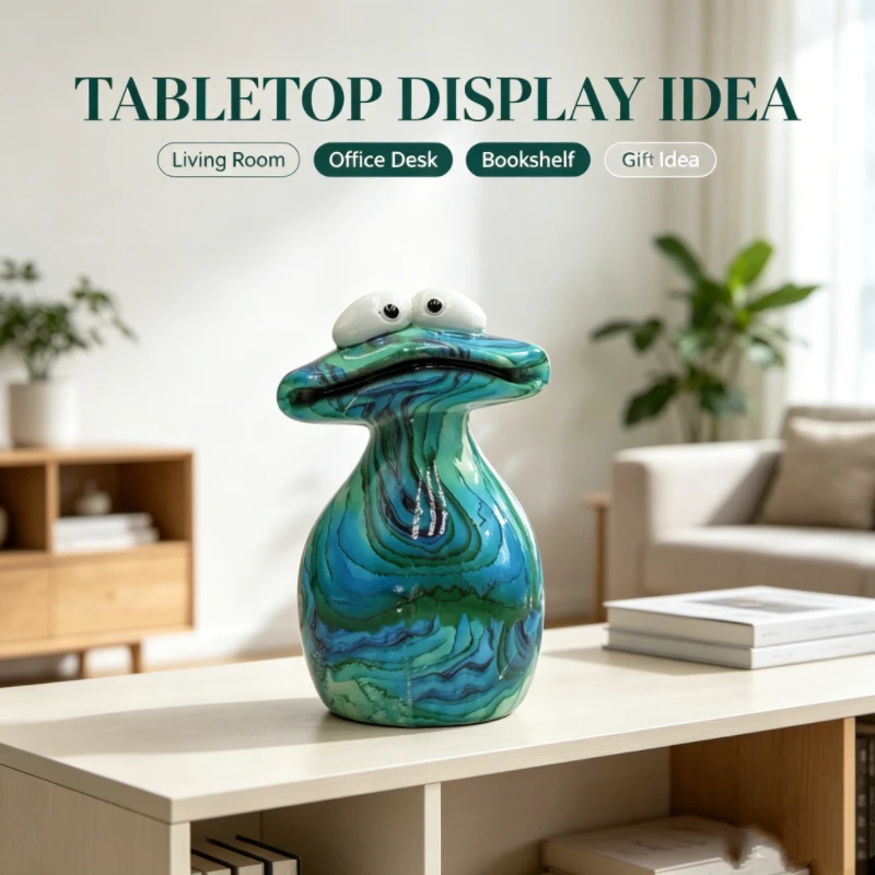 Macaron Symphony Marble Mushroom, Healing Department Big Eye Bookcase Desktop Girl Heart Ornament Collection Ornament