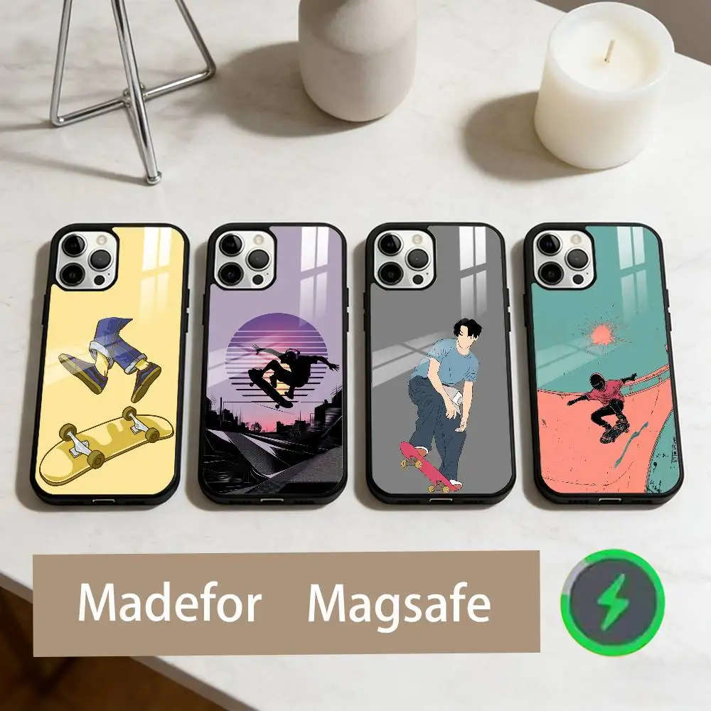 

C-Cool Skate board Sports Phone Case For iPhone17,16,15,14,13,12,11 Plus,Pro Max Magnetic For Magsafe Wireless Charging