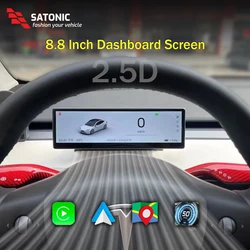 Satonic 8.8 Polegada inteligente dahsboard tela carplay sem fio para tesla modelo 3 & y suporte carplay andriod auto livre câmera de ventilação ar
