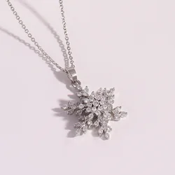 MHS.SUN Exquisito Collar Giratorio de Zirconia con Diseño de Copo de Nieve, Antiestrés y Antiansiedad, Colgante de Nieve en Color Oro/Plata, Joyería de Regalo