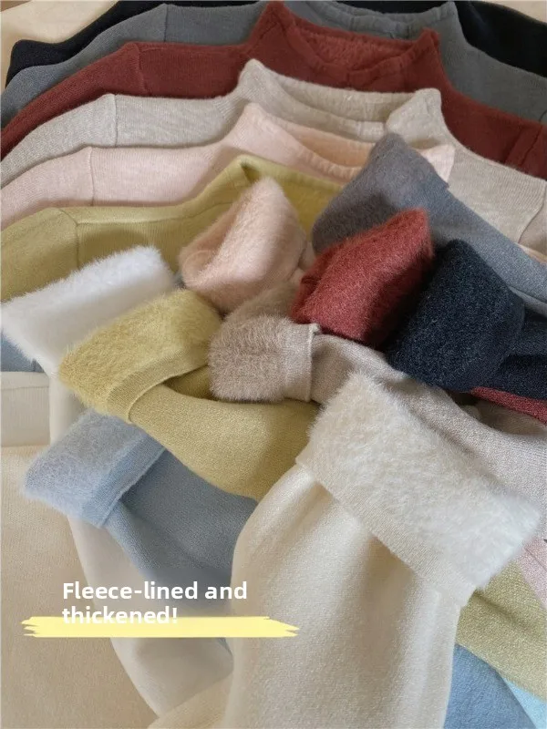 

Women's Thiened Fce Lined f High Ne Knitwear Soft Plu Warm Inner Wear Top for Autumn Winter Season