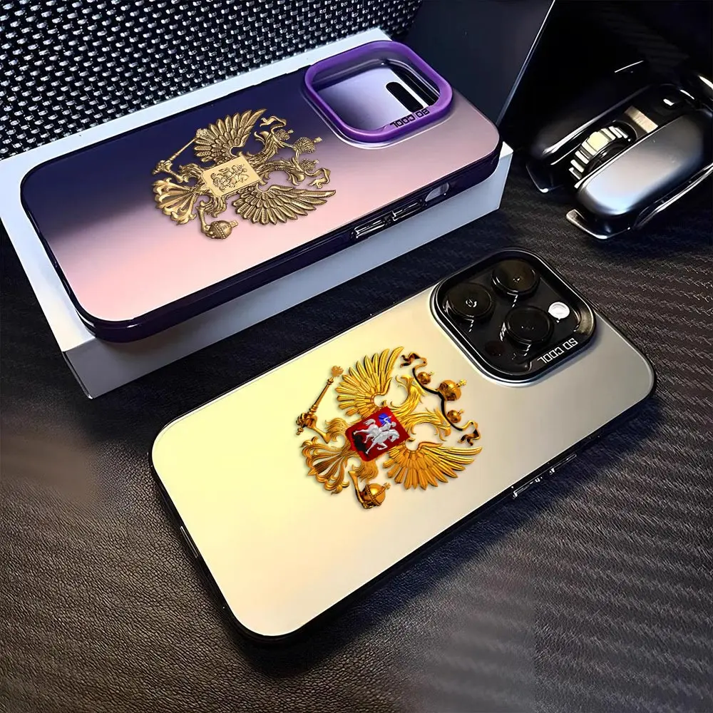 

Matte Phone Case For iPhone 17 17E 16 16E 15 14 PLUS 13 12 11 PRO MAX XR X XS SE4 Shockproof Cover Russia Russian Flags Emblem