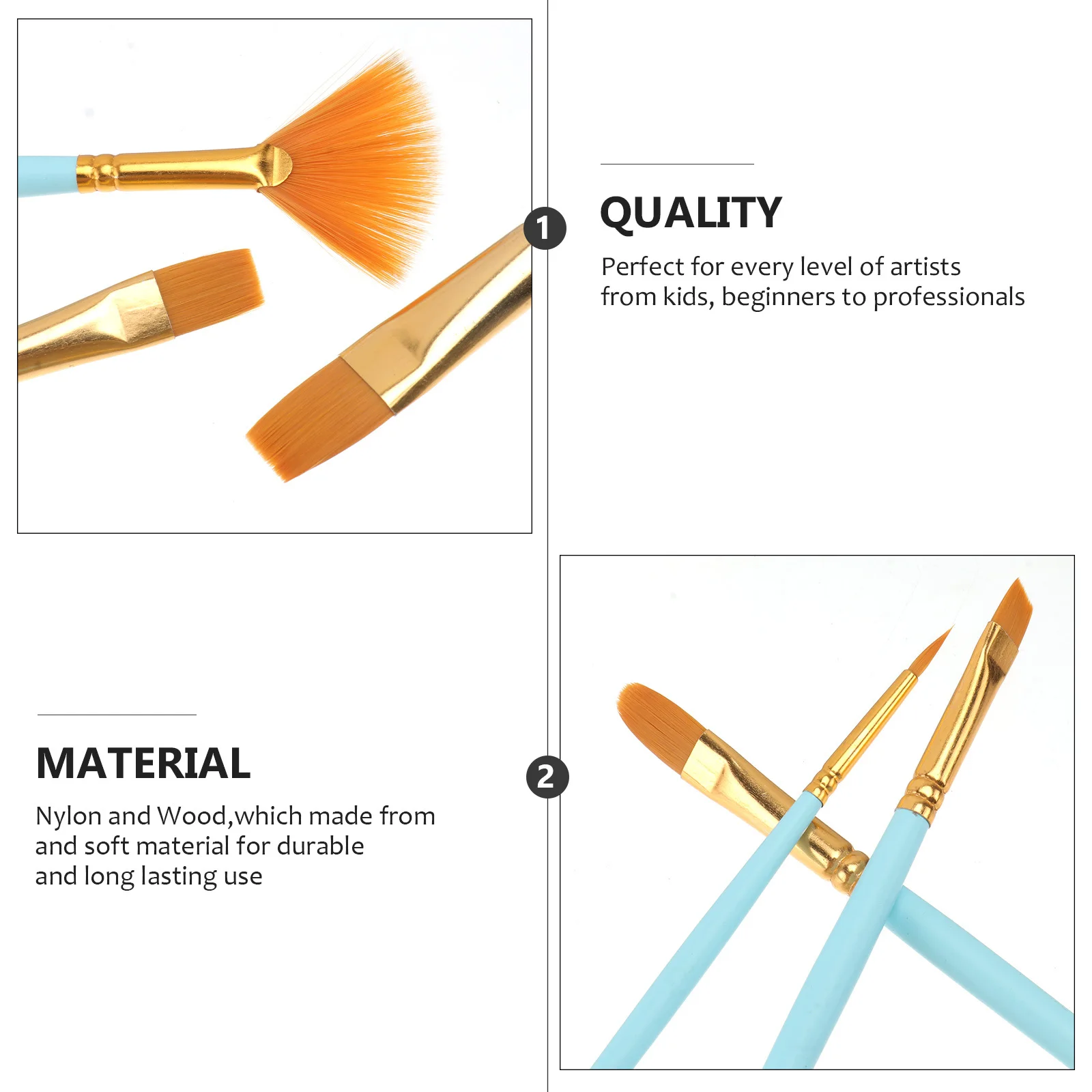 

10 Pieces Nylon Hair Art Paint Brush Set Art Painting Tool for Beginners Professionals Students (Blue)