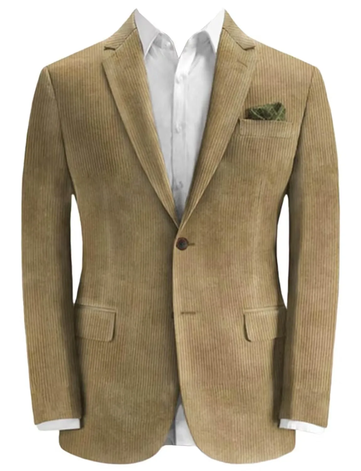

Casual Corduroy Blazer for Men with Notch Lapel Single Breasted Dinner Jacket Elegant Slim Fit Suit Coats for Wedding Business