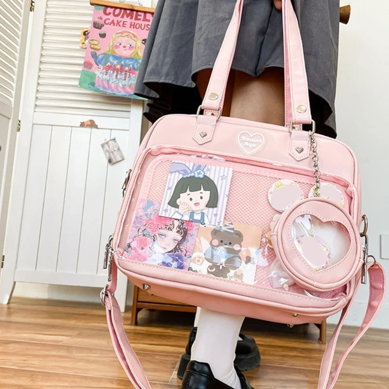 Japanese Harajuku Itabag Girls PU Transparent Bag School Student Handbags Ita Bag Tote JK Uniform Shoulder Crossbody Bag