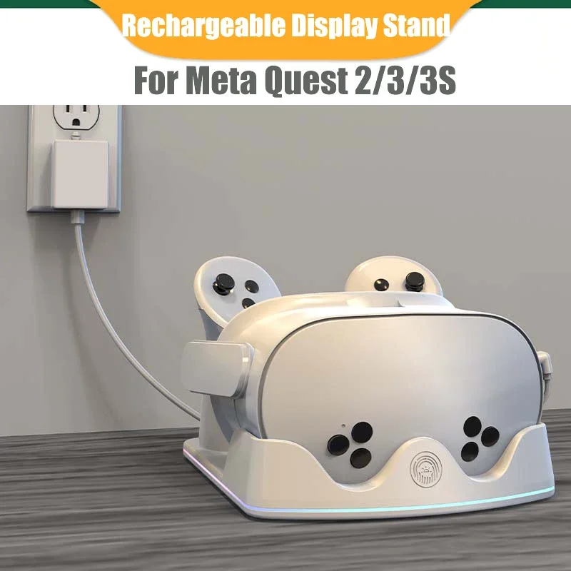 Rechargeable Display Stand for Quest 3S VR Stand Display Holdeand Controller for Meta Quest 3/2 VR Charger Station