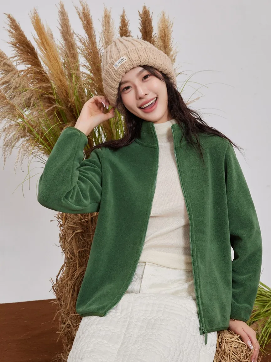 플리스 스웨트셔츠 모자 없음 여성용 로맨스 여름 초가을 자외선 차단 핏 도시 레저 미니멀리스트 패치워크 패턴 카와이