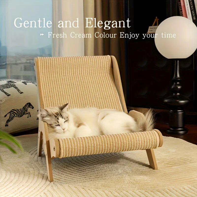 Durable Sisal Cat Scratching Chair - Indoor Pet Furniture, Comfortable Cushion Design, Modern Style for Living Room and Bedroom - view 6
