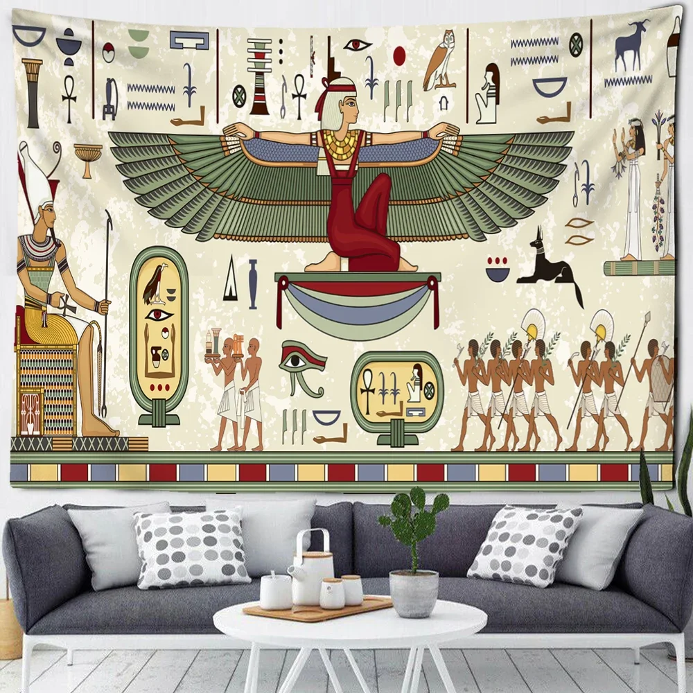 Mystical Pharaoh Mural Background Tapestry Family Bedroom Living Room Wall Dorm Decor Ancient Egypt Retro Style Wall Hanging