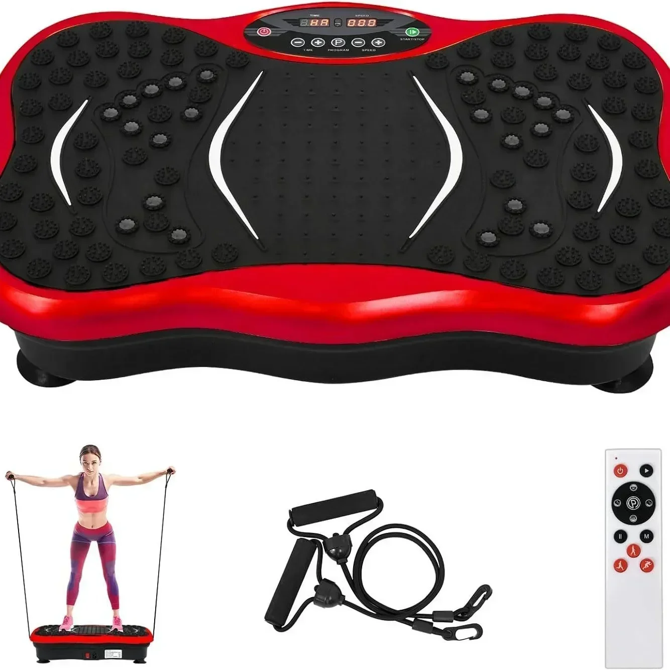 Vibration Plate Exercise Machine Slim Whole Body Vibration Platform with Rope Remote Control Button