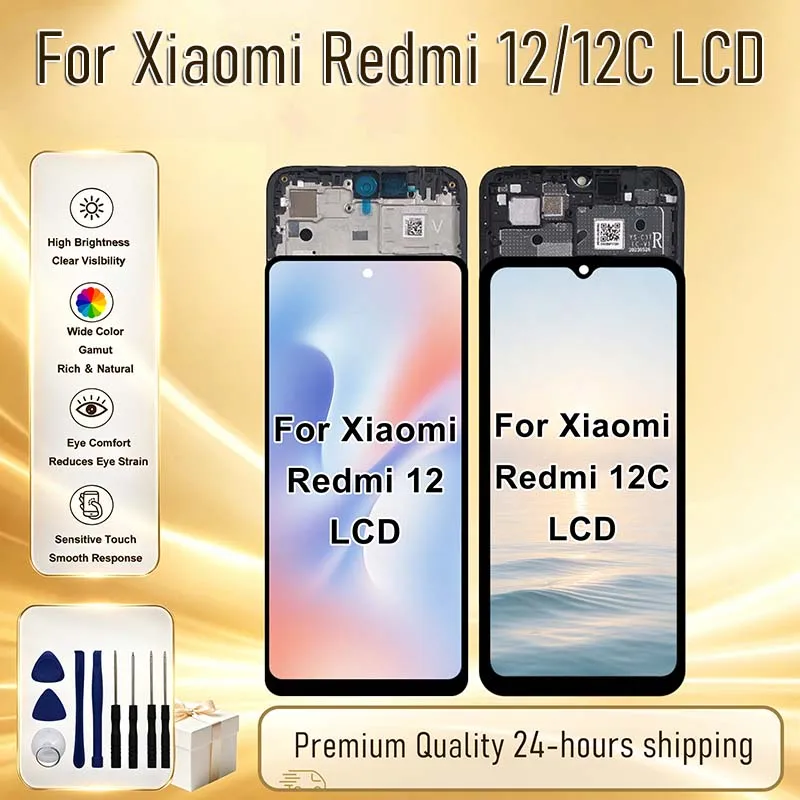 IPS For Xiaomi Redmi 12 Display 23053RN02A LCD Touch Screen Digitizer Assembly For Redmi 12C Display Poco C55 LCD Replacement