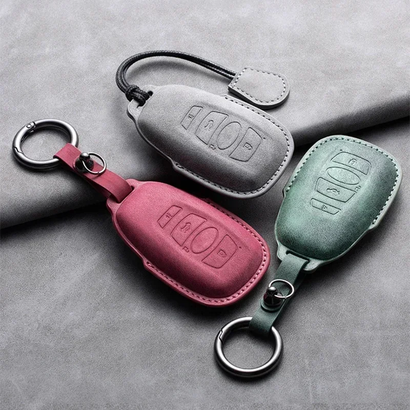 Leather Car Key Case Cover Keychain For Subaru BRZ XV SV Forester Legacy Outback Crosstrek Impreza WRX Ascent Key Accessories