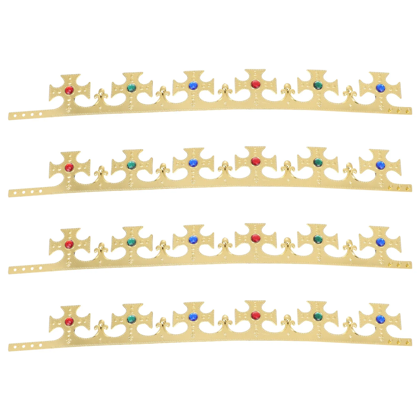 

4Pcs Crown Party Hats Birthday Crown Decorations Plastic King Headdress for Costume Accessories Set
