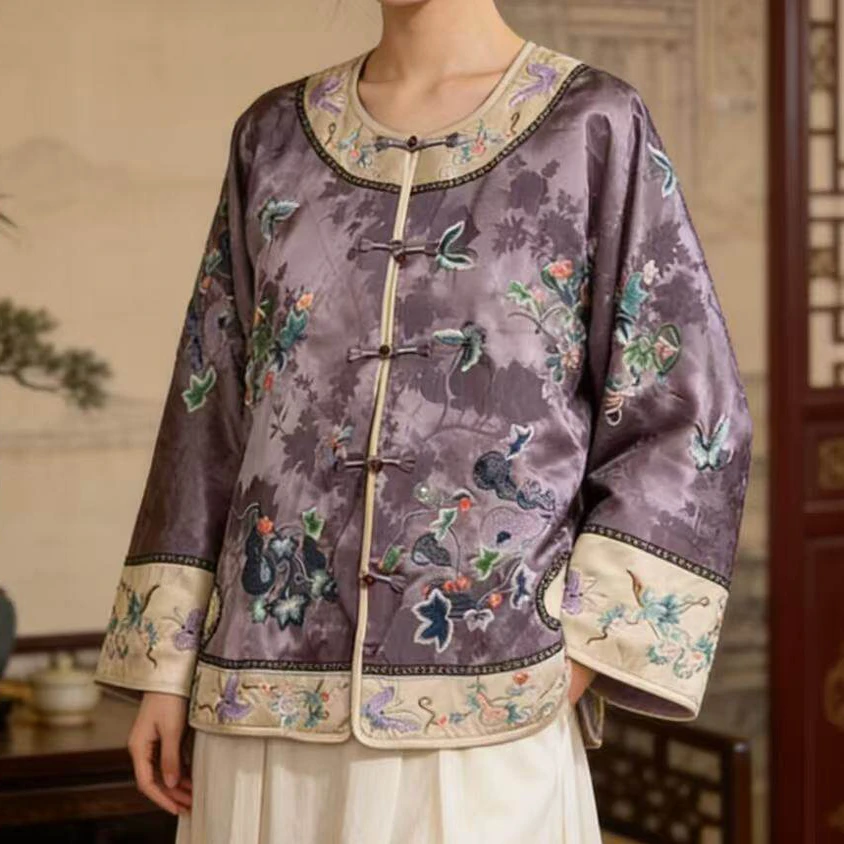 

Новая женская куртка-кардиган в китайском стиле Тан (2026): Изысканное элегантное пальто Ханьфу с цветочной вышивкой