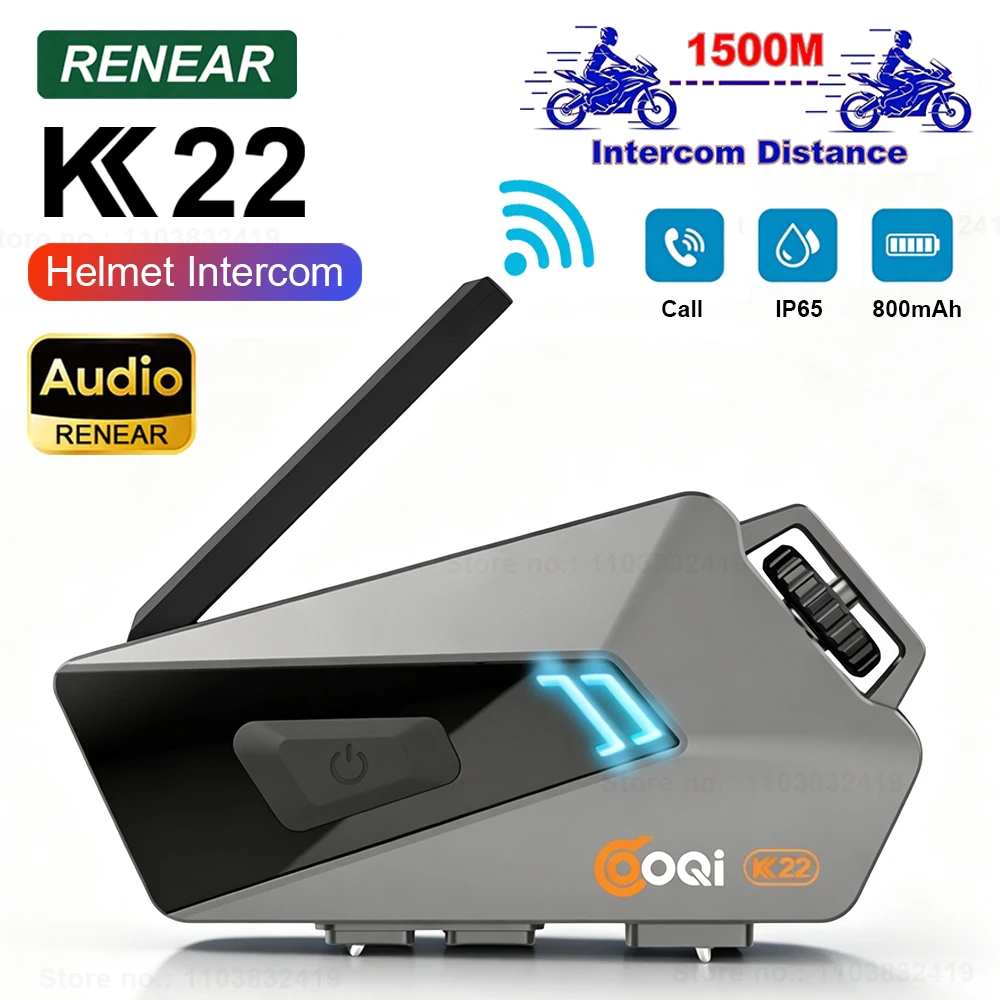 Motorcycle Helmet Intercom Bluetooth Stereo For Moto Riding 2 Riders 1500M Foldable Antenna Universal Music Voice Helmet Headset