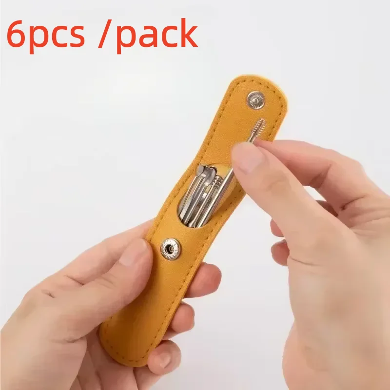 6pcs/1set Ear Degreaser Tool, Stainless Steel 6 Piece Ear Cleaning Set,Spring Loaded Ear Scoop, Travel Portable Ear Wax Removal