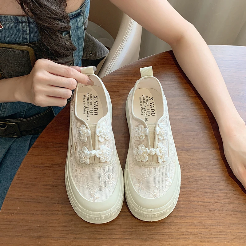 2024 Summer Tennis Women's Breathable Thin Style New  Little White with Skirt Thick Sole Lace Canvas Shoes  Sneakers