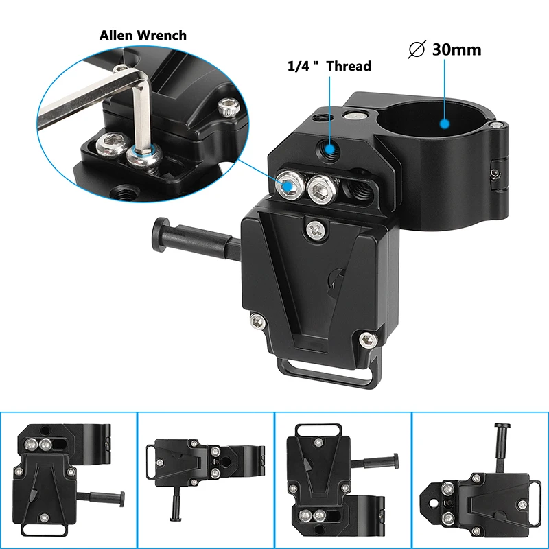 CAMVATE 30mm Rod Clamp Battery Adapter with Quick Release Female V-Mount Plate for DJI Ronin & Freely MōVI Pro Gimbal Stabilizer