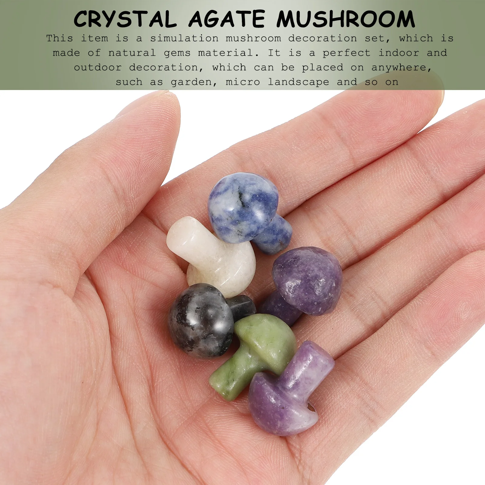 

6Pcs Mushroom Decorations Natural Gemstone Sculptures Indoor Outdoor Plant Pot Bonsai Garden Mini Landscape Charms Micro