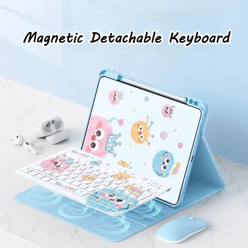 

Cartoon Tablet Cases with Bluetooth Keyboard Mouse Set for Xiaomi Pad 7 Pro 11.2 Mipad 5 6SPro 12.4in Redmi Pad SE Pro 11in Case