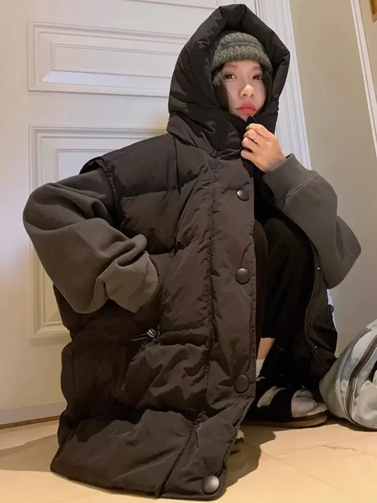 

Осенне-зимний модный новый женский пуховый жилет большого размера с капюшоном для поездок на работу