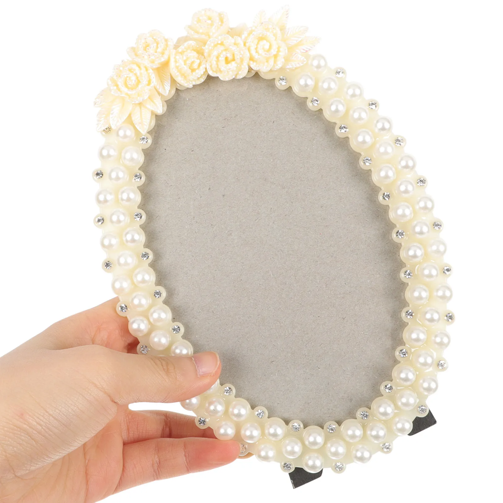 

Pearl Rhinestone Oval Vintage Photo Frame For Home Decor Desk Display Holder Tabletop Picture Frame Decorative Gift