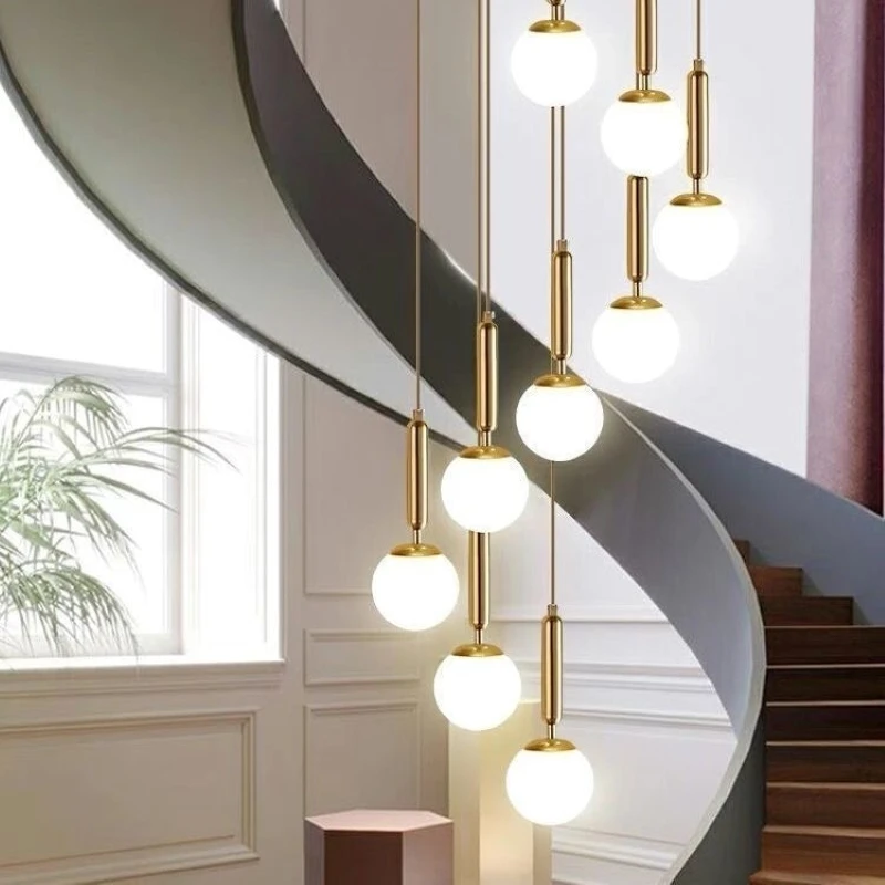 الحديثة بسيطة كرة زجاجية قلادة ضوء LED غرفة نوم فاخرة السرير مصباح معلق كرة الحليب الشمال الحد الأدنى خط طويل غرفة المعيشة #1