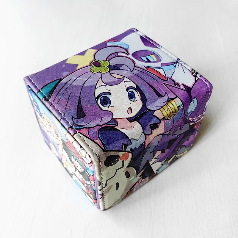 New Diy Self Made Pokemon Acerola Kawaii Card Storage Box Pu Material Universal Card Portable Storage Box Holds 100 Cards